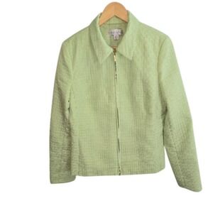 Casual Corner Quilted‎ Zip Front Blazer Jacket Light Green Women's Size 6
